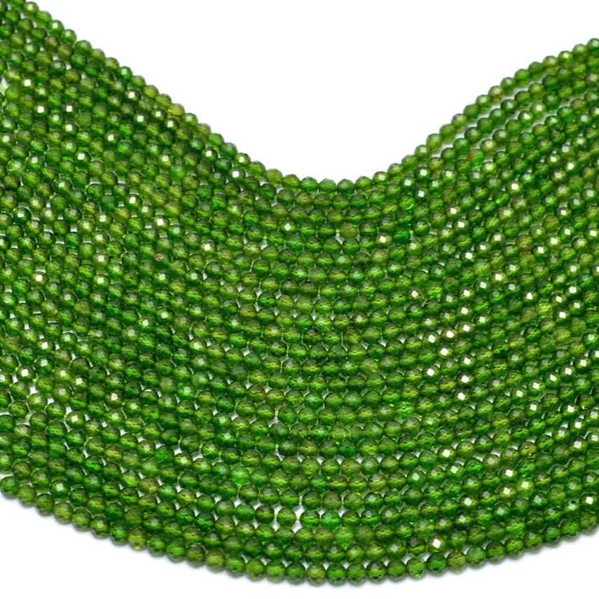 Natural Chrome Diopside Gemstone 3 MM Round Faceted Cut Beads 10 Strand (1 of 3)