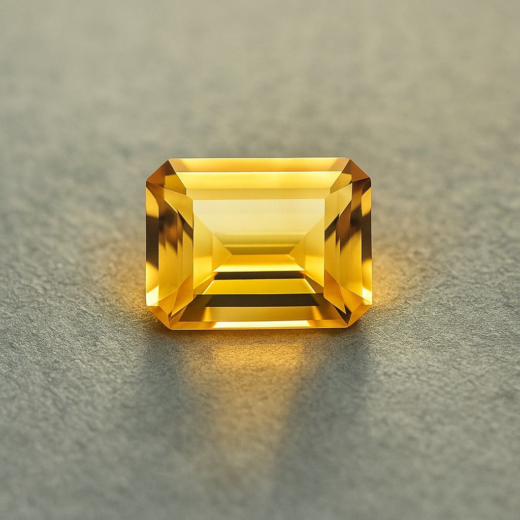 Natural Citrine 11.75 Ct Ocatgon Cut Gemstone: Natural Citrine 11.75 Ct Ocatgon Cut Gemstone Gemstone : Citrine Shape : Ocatgon Size : 16x12.5x8 MM Color : Golden Cutting Type : Concave Cutting Quantity : 1 Piece Weight : <