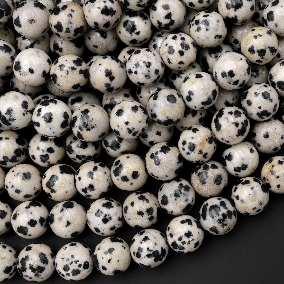 Natural Dalmatian Jasper Gemstone 8 mm Round Smooth Plain Beads 10 Strand (1 of 5)