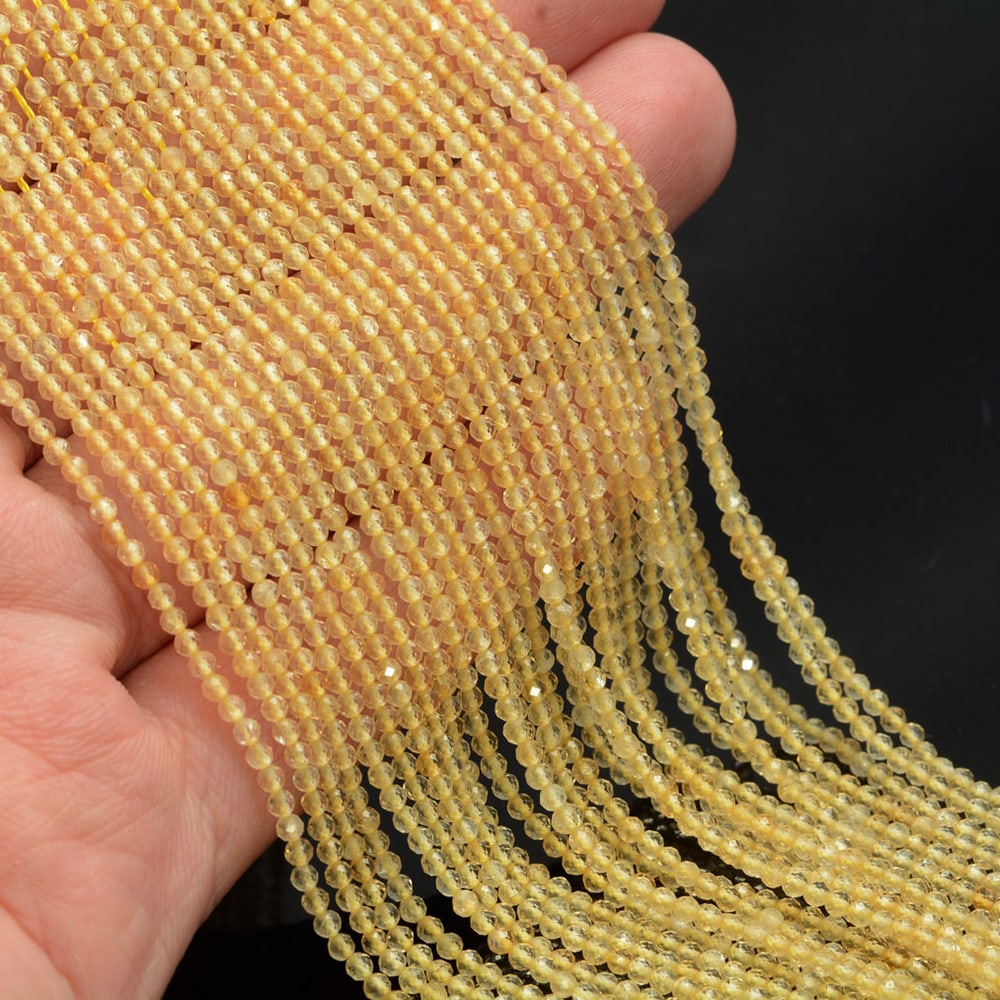 Natural Citrine Gemstone 2 mm Round Micro Faceted Beads 10 Strand: Natural Citrine Gemstone 2 mm Round Micro Faceted Beads 10 Strand Product Type : Loose Beads Strand Gemstone : Citrine Beads Shape : Round Micro Faceted Beads Size : 2 mm Quantity : 10 Lin