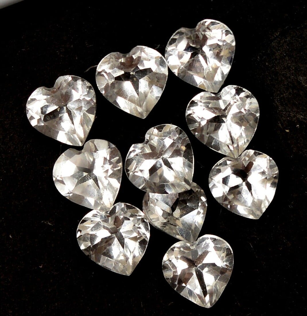 White Topaz 7 MM Heart Faceted Cut 50 Pieces (1 of 3)