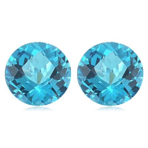 Swiss Blue Topaz 5 MM Round Checker Board Cut 80 Pieces (1 of 1)
