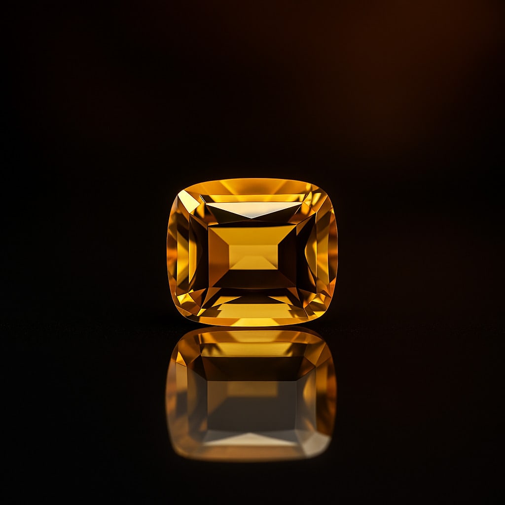 Natural Citrine 6.1 Ct Cushion Cut Gemstone: Natural Citrine 6.1 Ct Cushion Cut Gemstone Gemstone : Citrine Shape : Cushion Size : 12x10x7 MM Color : Golden Cutting Type : Concave Cutting Quantity : 1 Piece Weight : 6.