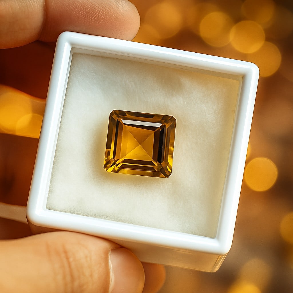 Natural Honey Quartz Square Faceted Cut 20.05 Carats Gemstone: Natural Honey Quartz Square Faceted Cut 20.05 Carats Gemstone Gemstone : Honey Quartz Stone Shape : Square Stone Cutting Type : Faceted Cut Stone Weight : 20.05 Carats Stone Measurement :
