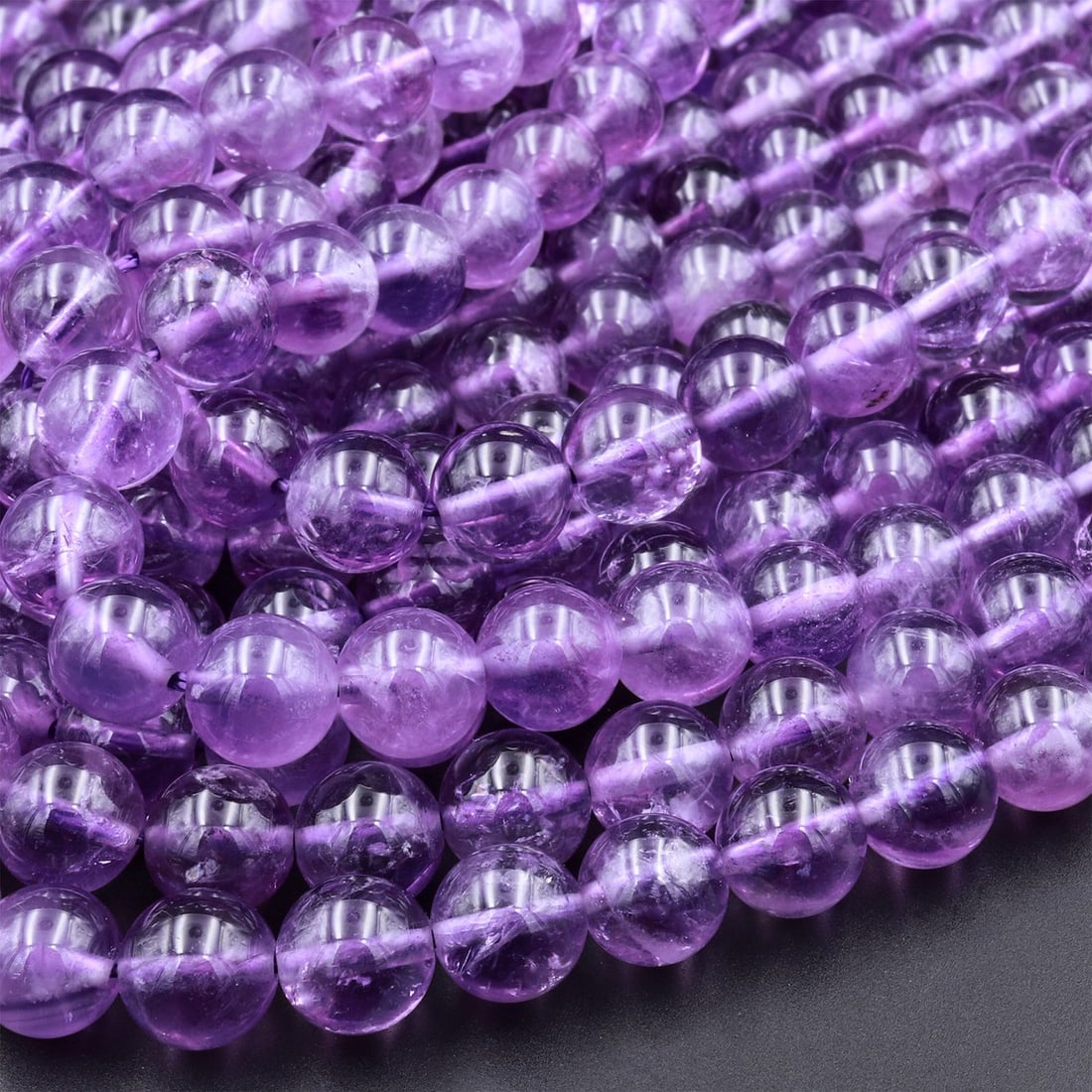 Natural Amethyst Gemstone 8 mm Round Smooth Beads 5 Strand (1 of 5)