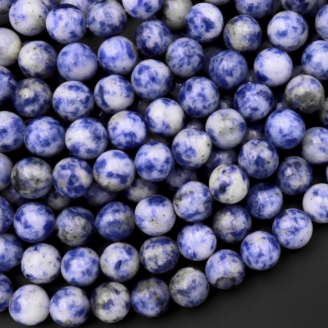 Natural White Spot Sodalite Gemstone 6 mm Round Smooth Plain Beads 10 Strand: Natural White Spot Sodalite Gemstone 6 mm Round Smooth Plain Beads 10 Strand Product Type : Loose Beads Strand Gemstone : White Spot Sodalite Beads Shape : Round Smooth Plain Beads Size : 6 mm