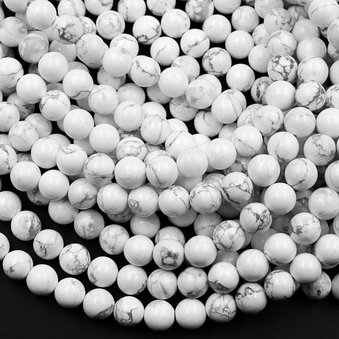 Natural Howlite Gemstone 6 mm Round Smooth Plain Beads 10 Strand (1 of 9)