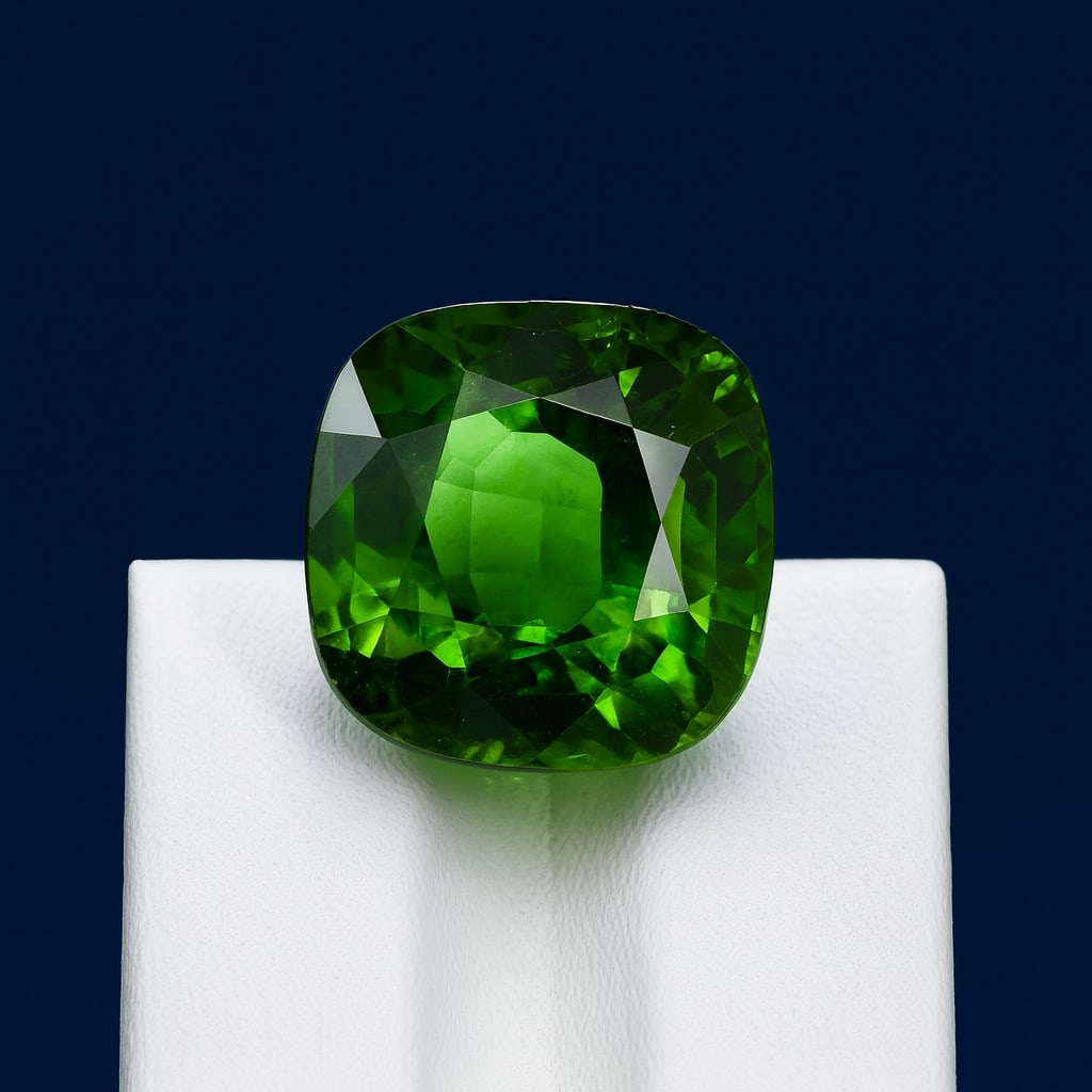 Natural Green Tourmaline Cushion Faceted Cut 6.95 Cts. Gemstone: Natural Green Tourmaline Cushion Faceted Cut 6.95 Cts. Gemstone Green Tourmaline Shape : Cushion Size : 10.5x9.5x8.5 MM Color : Green Type : Faceted Cut Quantity : 1 Piece Weigh