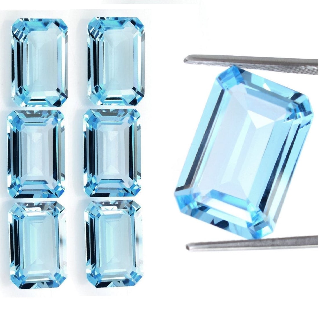 Blue Topaz 7x5 MM Octagon Faceted Cut 25 Pieces: Natural Blue Topaz 7x5 MM Octagon Faceted Cut 25 Pieces Gemstone : Blue Topaz Shape : Octagon Size : 7x5 MM Color : Sky Blue Type : Faceted Cut Quantity : 25 Pieces Weight