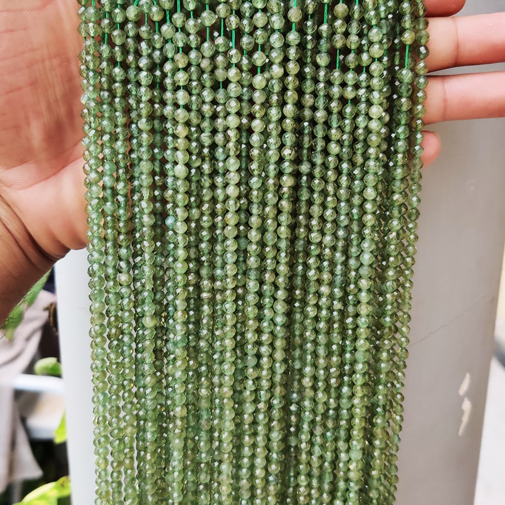 Natural Green Apatite Gemstone 4 mm Round Micro Faceted Beads 10 Strand (1 of 4)
