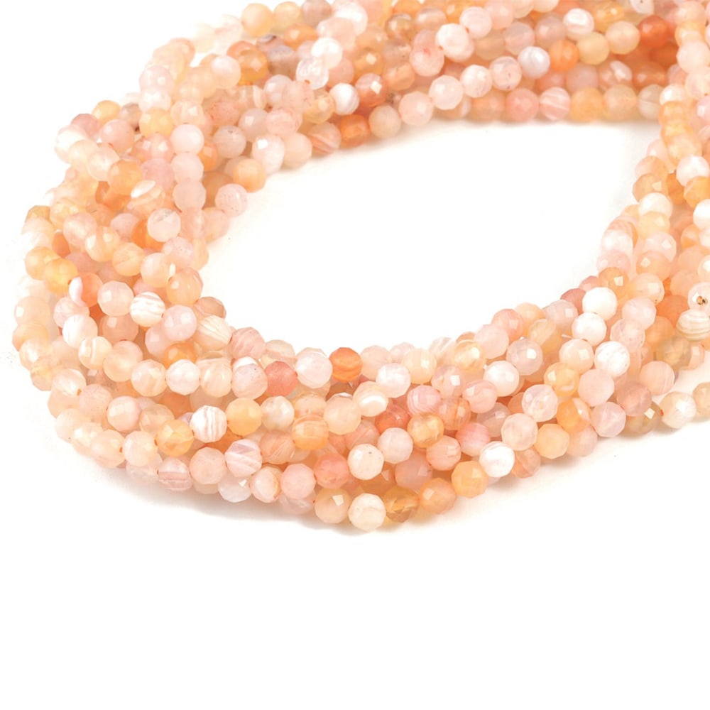Natural Persian Gulf Agate Gemstone 3 mm Round Faceted Cut Beads 10 Strand (1 of 4)