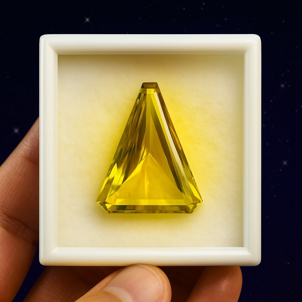 Natural Lemon Quartz Trillion Faceted Cut 35.65 Carats Gemstone (1 of 4)
