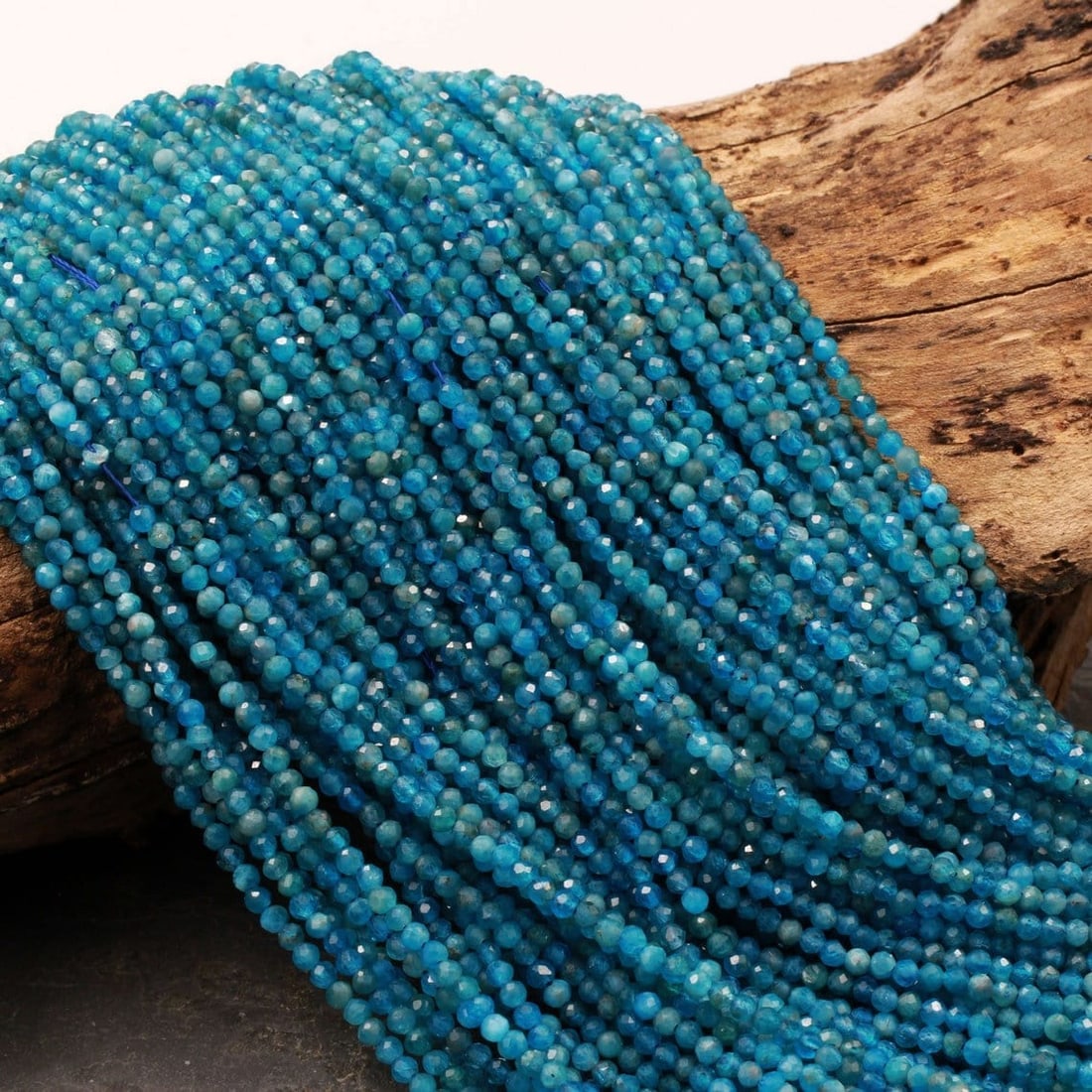 Natural Blue Apatite Gemstone 4 mm Round Micro Faceted Beads 10 Strand (1 of 7)