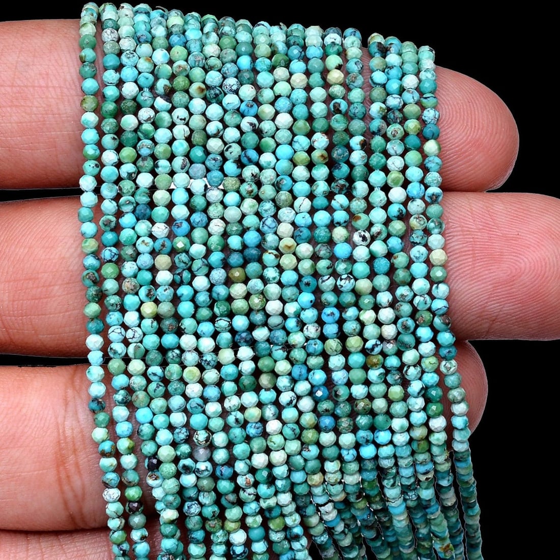 Natural Turquoise Gemstone 2 MM Round Faceted Cut Beads 10 Strand: Natural Turquoise Gemstone 2 MM Micro Round Faceted Cut Beads Rondelle 10 Strand 15.5 Inches Each Product Type : Loose Beads Strand Gemstone : Turquoise Beads Shape : Round Faceted Cut Beads Size :