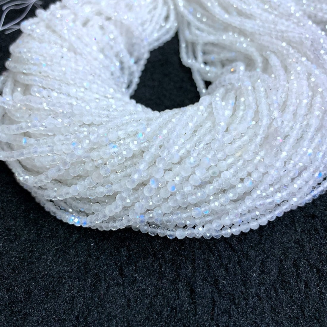 Natural Rainbow Moonstone Gemstone 3 MM Round Faceted Cut Beads 10 Strand (1 of 6)