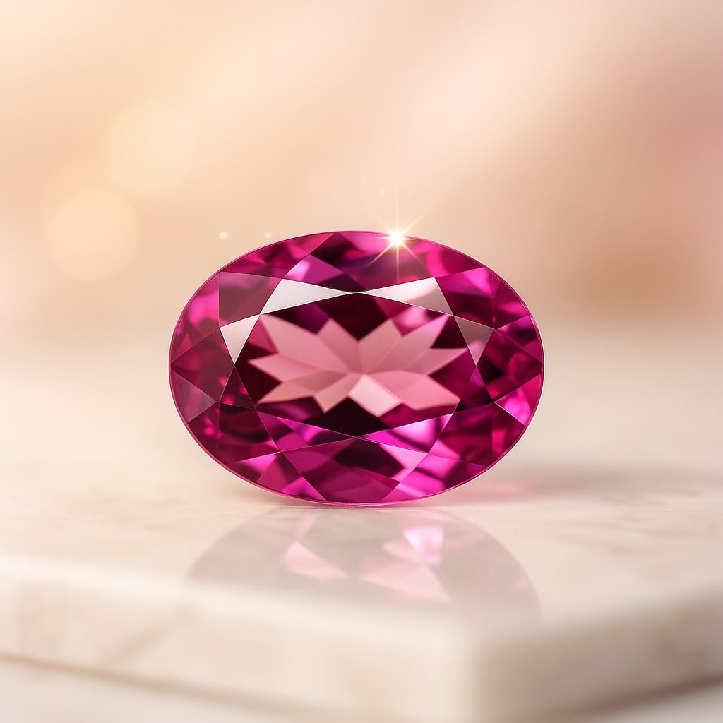 Natural Pink Topaz 14.25 Ct Oval Cut Gemstone: Natural Pink Topaz 14.25 Ct Oval Cut Gemstone Gemstone : Pink Topaz Shape : Oval Size : 17.8x12.7x8 MM Color : Pink Cutting Type : Faceted Cut Quantity : 1 Piece Weight : 14