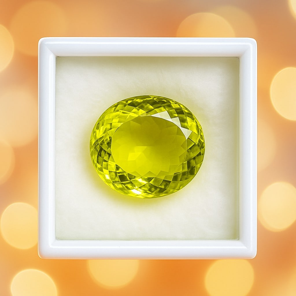Natural Lemon Quartz Oval Faceted Cut 43.05 Carats Gemstone (1 of 5)