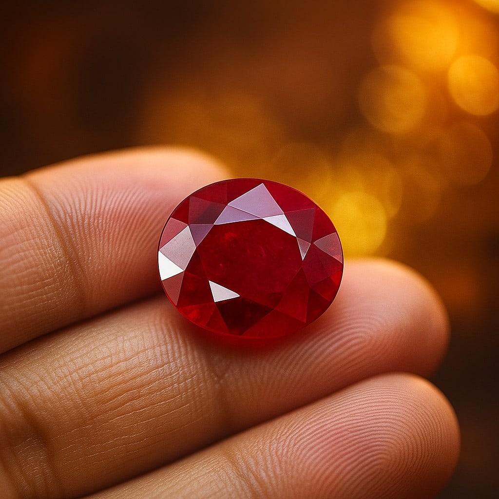 Natural Ruby Oval Faceted Cut 14.15 Cts. Gemstone: Natural Ruby Oval Faceted Cut 14.15 Cts. Gemstone Gemstone : Ruby Shape : Oval Size : 16.5X13.5X6.5 MM Color : Red Type : Faceted Cut Quantity : 1 Pieces Weight : 14.15