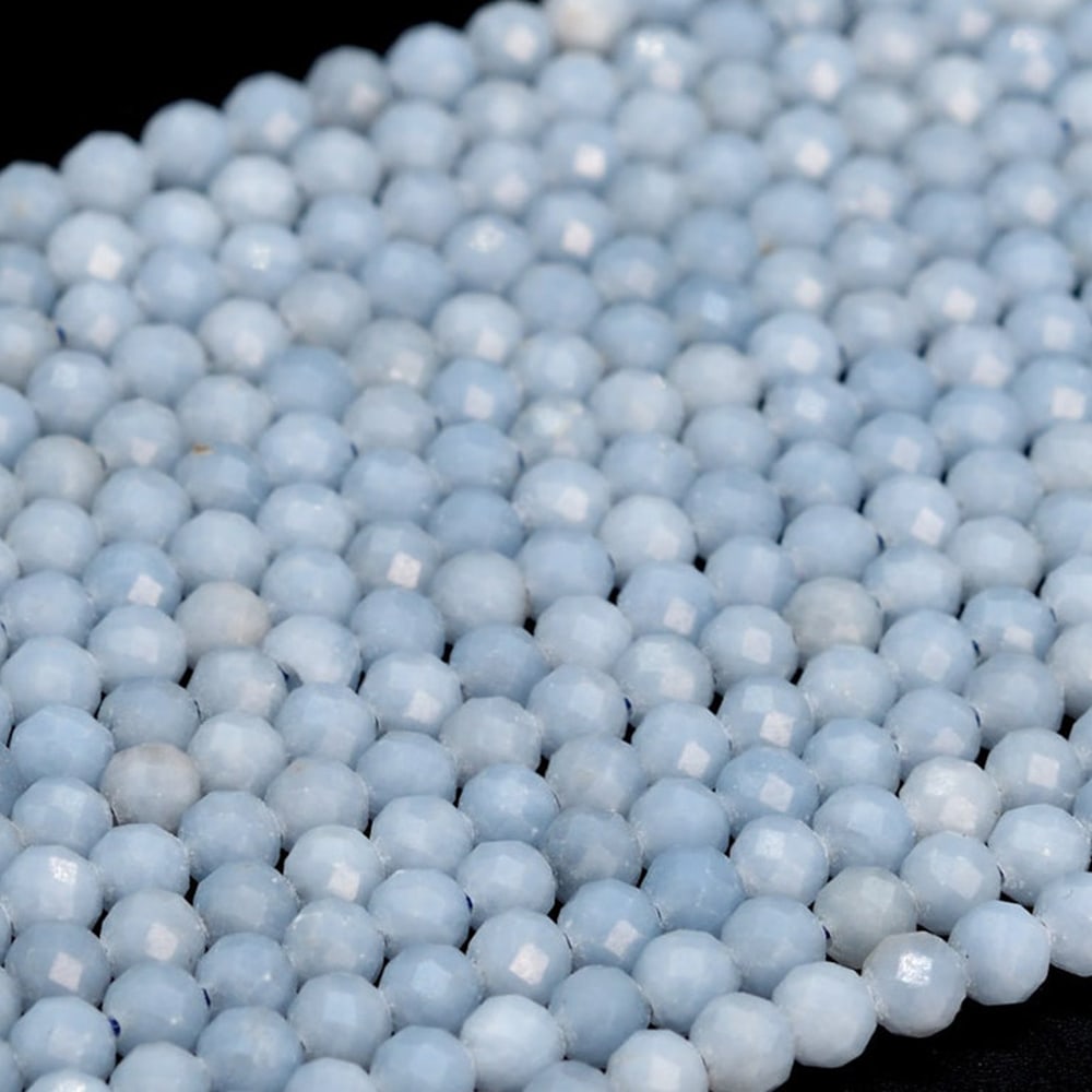 Natural Angelite Gemstone 2 mm Round Micro Faceted Beads 10 Strand: Natural Angelite Gemstone 2 mm Round Micro Faceted Beads 10 Strand Product Type : Loose Beads Strand Gemstone : Angelite Beads Shape : Round Micro Faceted Beads Size : 2 mm Quantity : 10 L