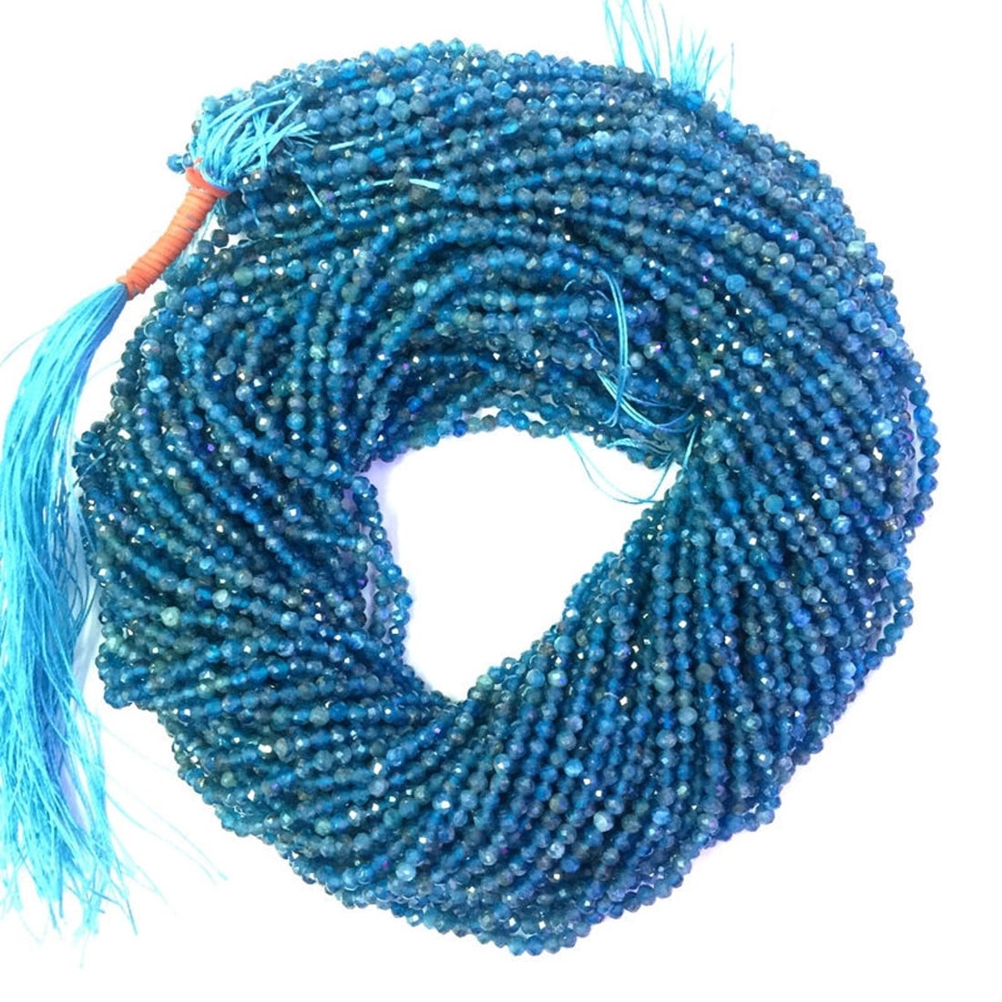 Natural Blue Apatite Gemstone 2 mm Round Micro Faceted Beads 10 Strand (1 of 6)