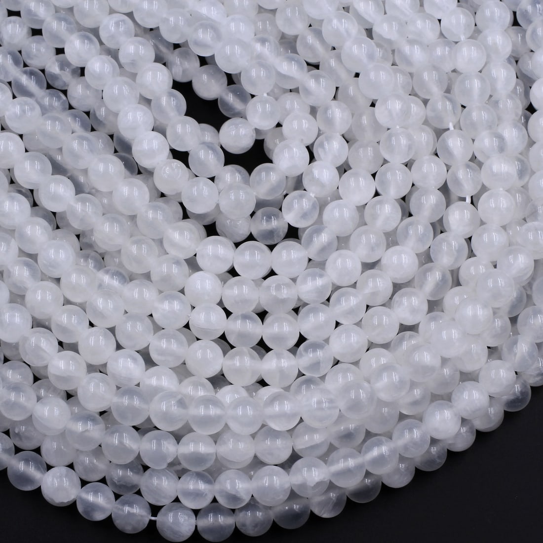 Natural Madagascar Selenite Gypsum Gemstone 6 MM Round Smooth Plain Beads 10 Strand (1 of 9)