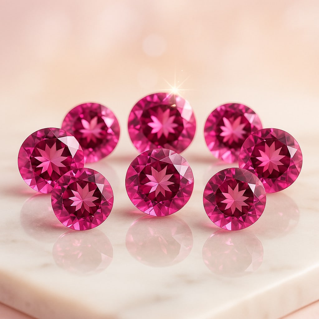 Natural Pink Topaz 4.5 MM Round Cut Gemstone 7 Pieces: Natural Pink Topaz 4.5 MM Round Cut Gemstone 7 Pieces Gemstone : Pink Topaz Shape : Round Size : 4.5 MM Color : Pink Cutting Type : Faceted Cut Quantity : 7 Pieces Weight :