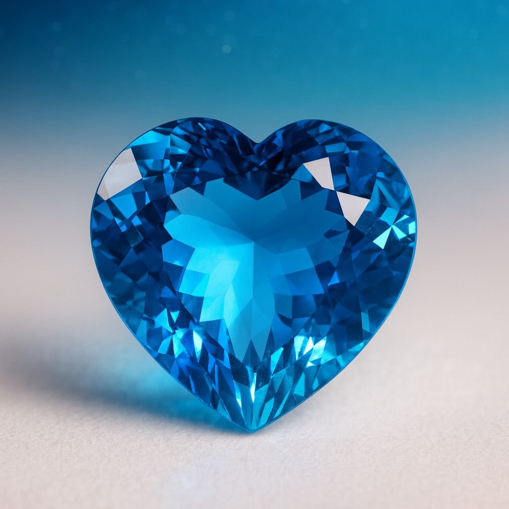 Natural Blue Topaz Heart Faceted Cut 47.15 Carats Gemstone: Natural Blue Topaz Heart Faceted Cut 47.15 Carats Gemstone Gemstone : Blue Topaz Stone Shape : Heart Stone Cutting Type : Faceted Cut Stone Weight : 47.15 Carats Stone Measurement : 25x25x1