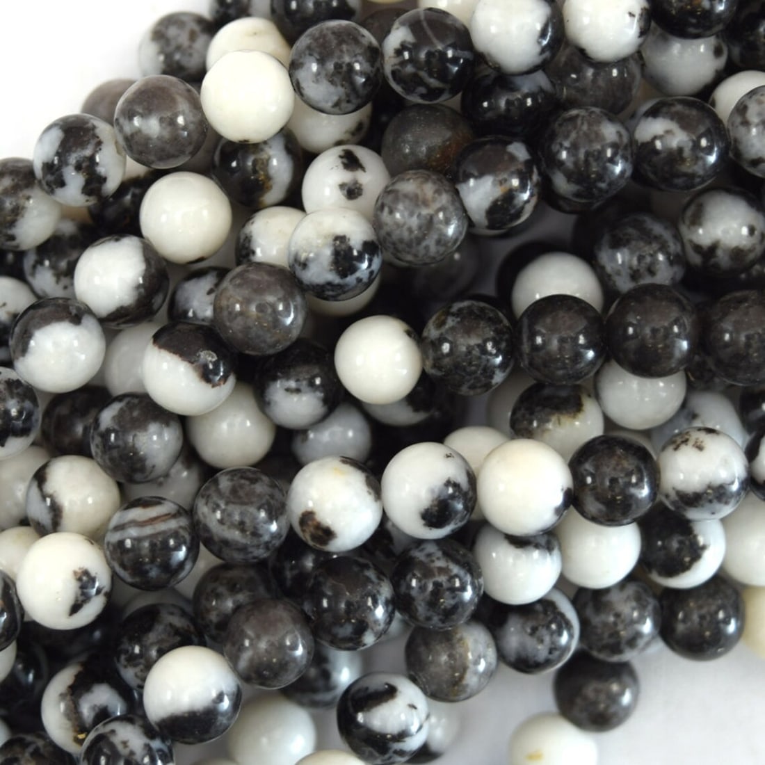 Natural Black Zebra Jasper Gemstone 8 mm Round Smooth Plain Beads 10 Strand (1 of 4)
