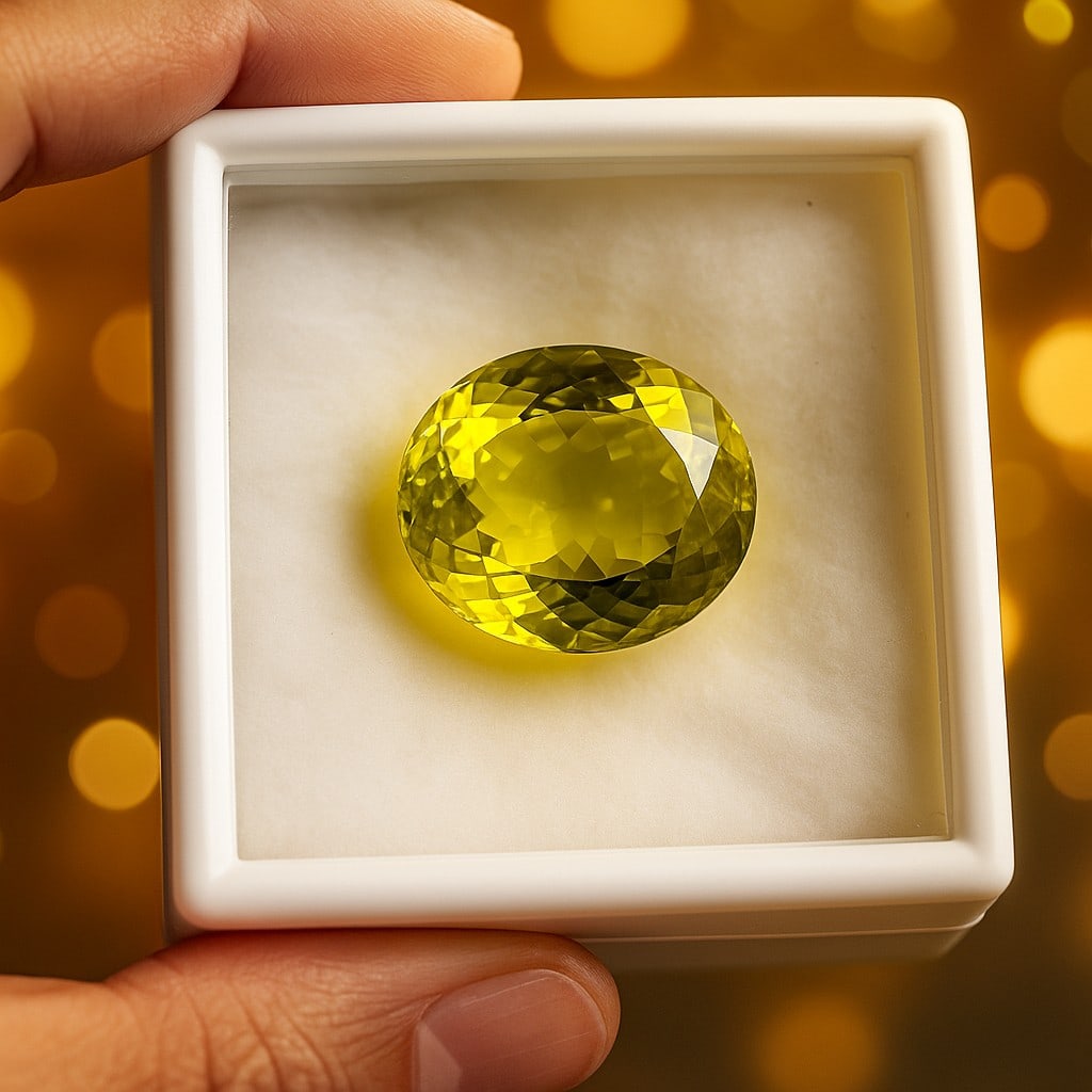 Natural Lemon Quartz Oval Faceted Cut 30.05 Carats Gemstone (1 of 4)