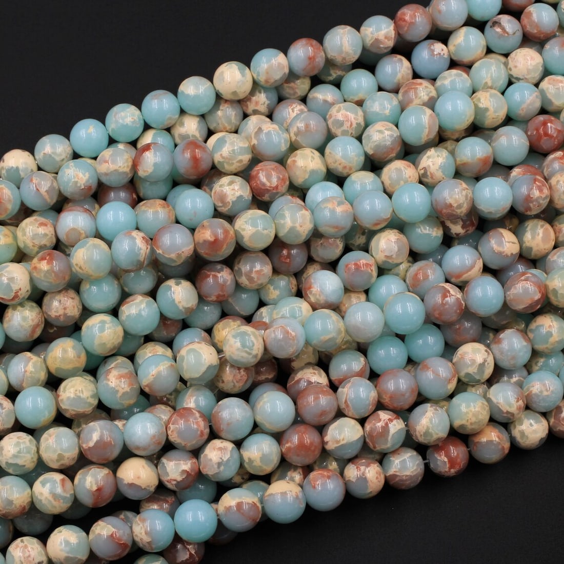 Natural Snake Skin Jasper Gemstone 6 mm Round Smooth Plain Beads 10 Strand (1 of 5)