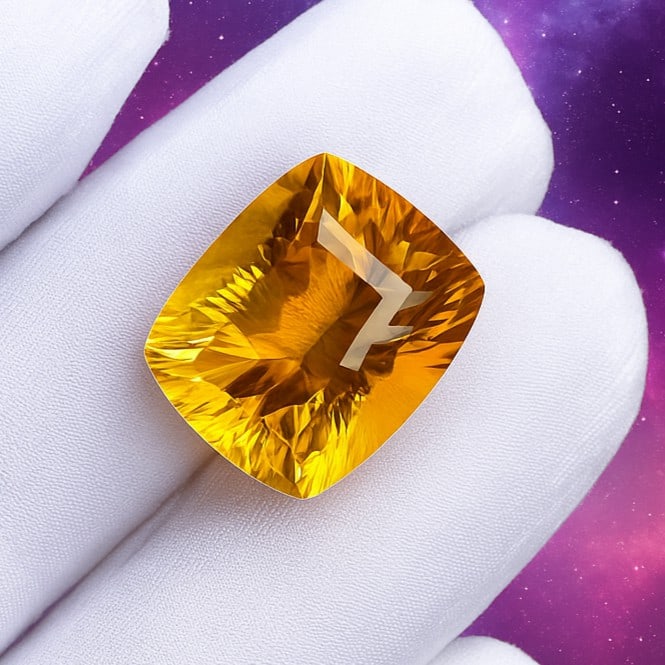 Natural Citrine Cushion Concave Cut 15.45 Cts. Gemstone (1 of 5)