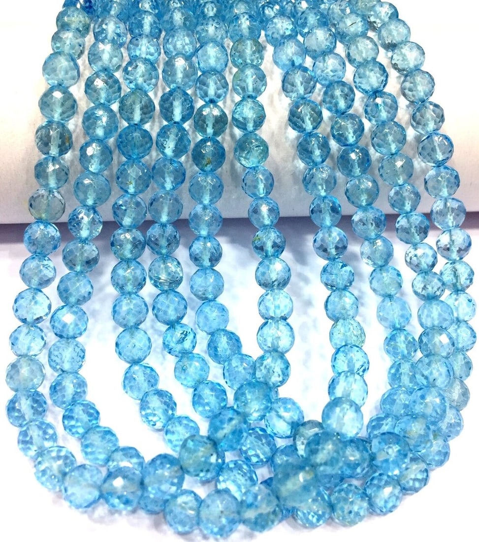 Natural Blue Topaz Gemstone 3 mm Round Micro Faceted Beads 10 Strand: Natural Blue Topaz Gemstone 3 mm Round Micro Faceted Beads 10 Strand Product Type : Loose Beads Strand Gemstone : Blue Topaz Beads Shape : Round Micro Faceted Beads Size : 3 mm Quantity :