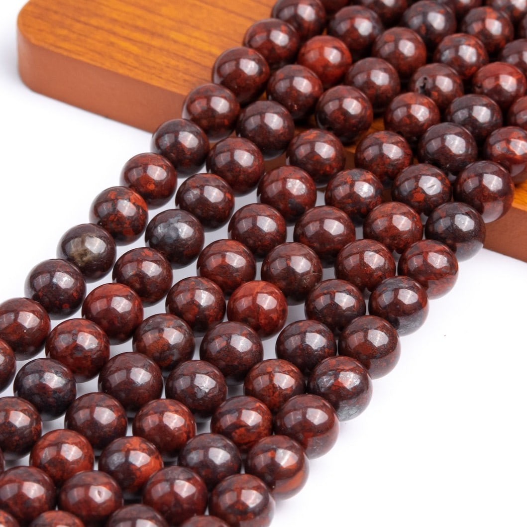Natural Red Brecciated Flame Jasper 4 MM Round Smooth Plain Beads 10 Strand (1 of 3)