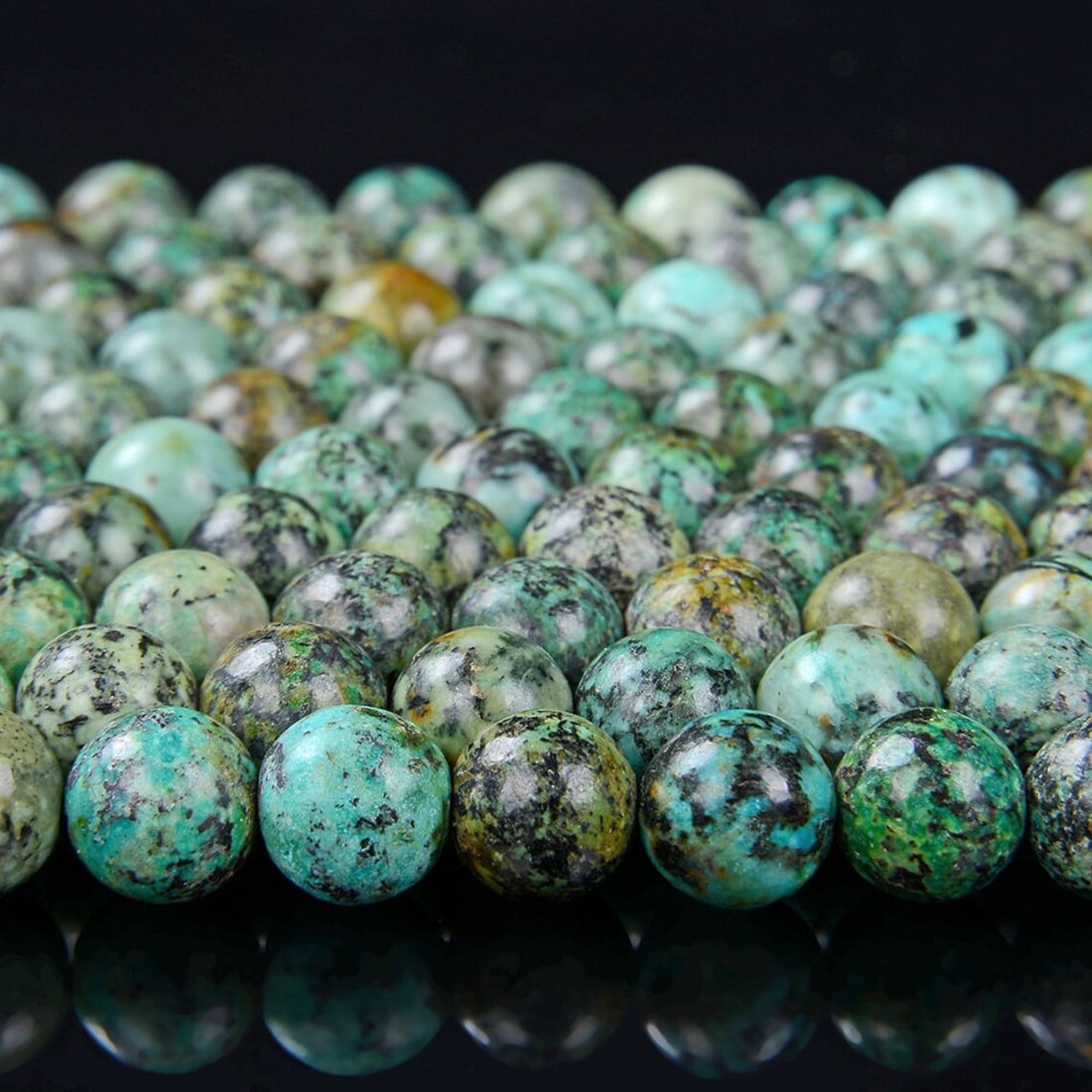 Natural African Turquoise Gemstone 6 mm Round Smooth Plain Beads 10 Strand (1 of 3)
