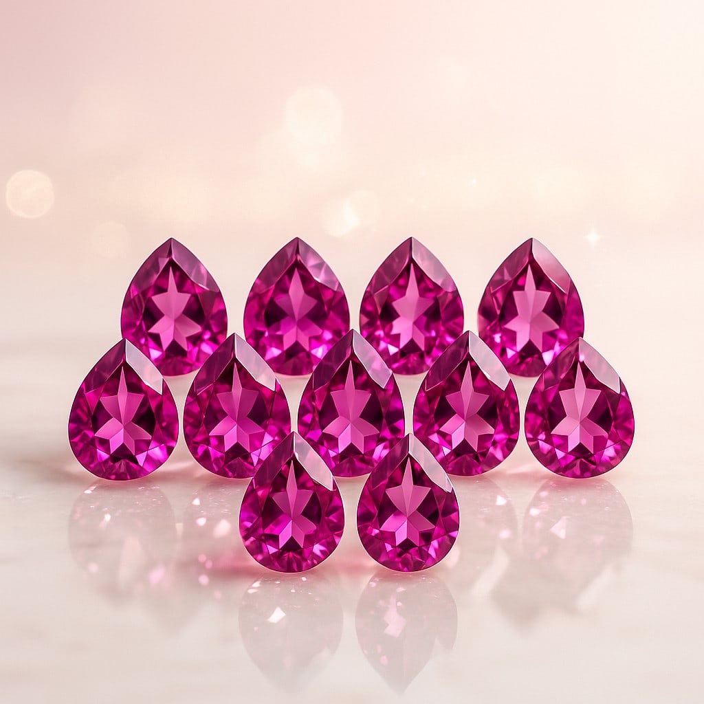Natural Pink Topaz 7x5 MM Pear Cut Gemstone 80 Pieces Lot: Natural Pink Topaz 63.15 Ct Pear Cut Gemstone Gemstone : Pink Topaz Shape : Pear Size : 7x5 MM Color : Pink Cutting Type : Faceted Cut Quantity : 80 Piece Weight : 63.15 Car