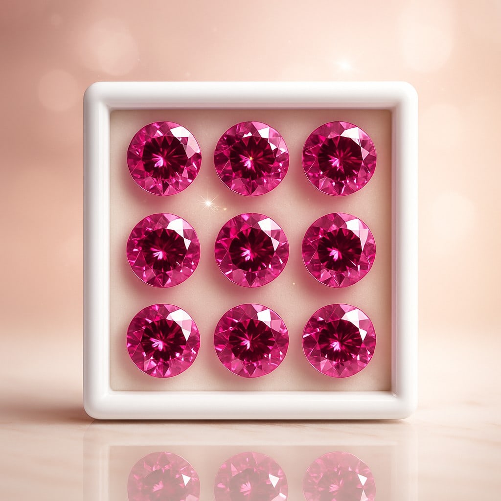 Natural Pink Topaz 12 MM Round Cut Gemstone 10 Pieces: Natural Pink Topaz 12 MM Round Cut Gemstone 10 Pieces Gemstone : Pink Topaz Shape : Round Size : 12 MM Color : Pink Cutting Type : Faceted Cut Quantity : 10 Pieces Weight :