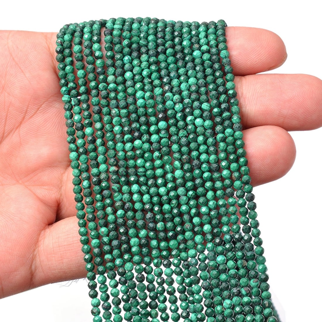 Natural Malachite Gemstone 3 mm Round Micro Faceted Beads 10 Strand: Natural Malachite Gemstone 3 mm Round Micro Faceted Beads 10 Strand Product Type : Loose Beads Strand Gemstone : Malachite Beads Shape : Round Micro Faceted Beads Size : 3 mm Quantity : 10
