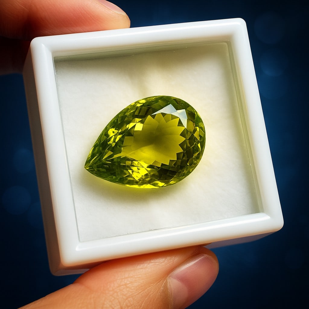 Natural Lemon Quartz Pear Faceted Cut 53.8 Carats Gemstone (1 of 5)