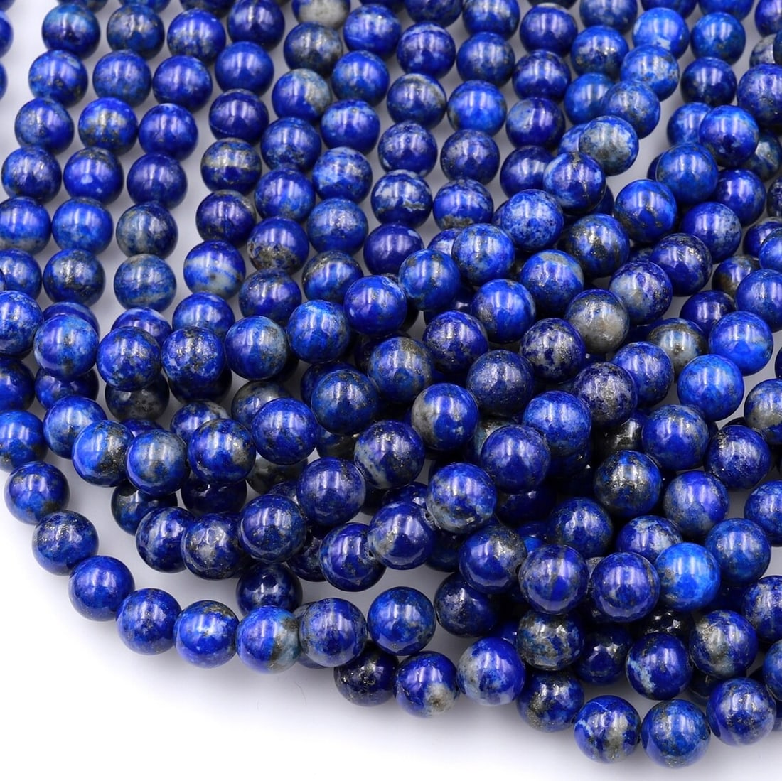 Natural Lapis Lazuli Gemstone 4 mm Round Smooth Plain Beads 10 Strand (1 of 5)