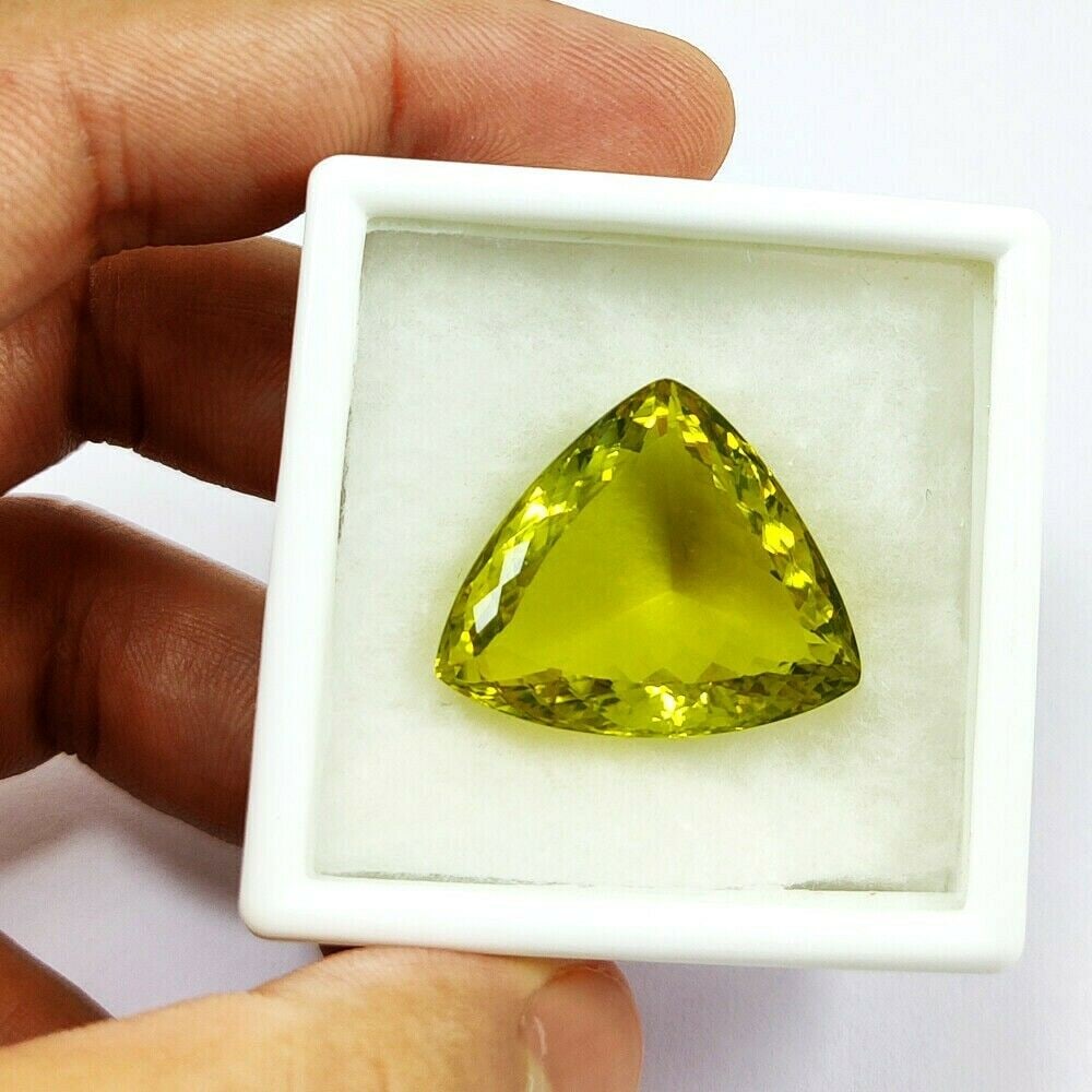 Natural Lemon Quartz Trillion Faceted Cut 41 Carats Gemstone (1 of 4)