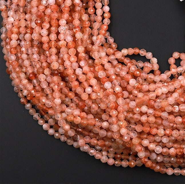 Natural Sunstone Gemstone 2 mm Round Micro Faceted Beads 10 Strand: Natural Sunstone Gemstone 2 mm Round Micro Faceted Beads 10 Strand Product Type : Loose Beads Strand Gemstone : Sunstone Beads Shape : Round Micro Faceted Beads Size : 2 mm Quantity : 10 L