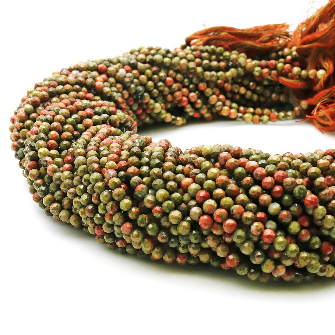 Natural Unakite Gemstone 3 mm Round Faceted Cut Beads 10 Strand (1 of 4)