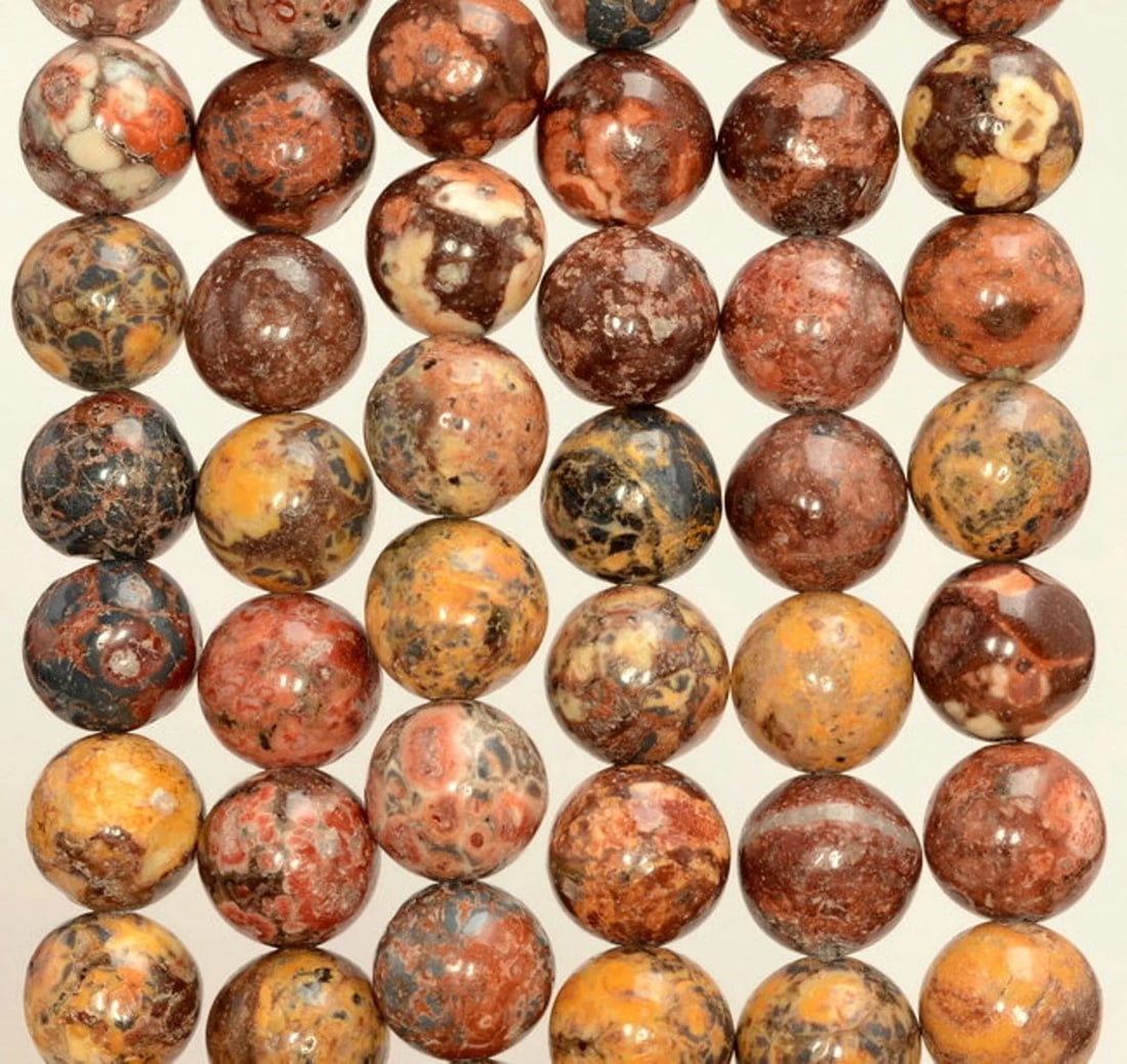 Natural Leopard Skin Jasper Gemstone 6 mm Round Smooth Plain Beads 10 Strand (1 of 4)