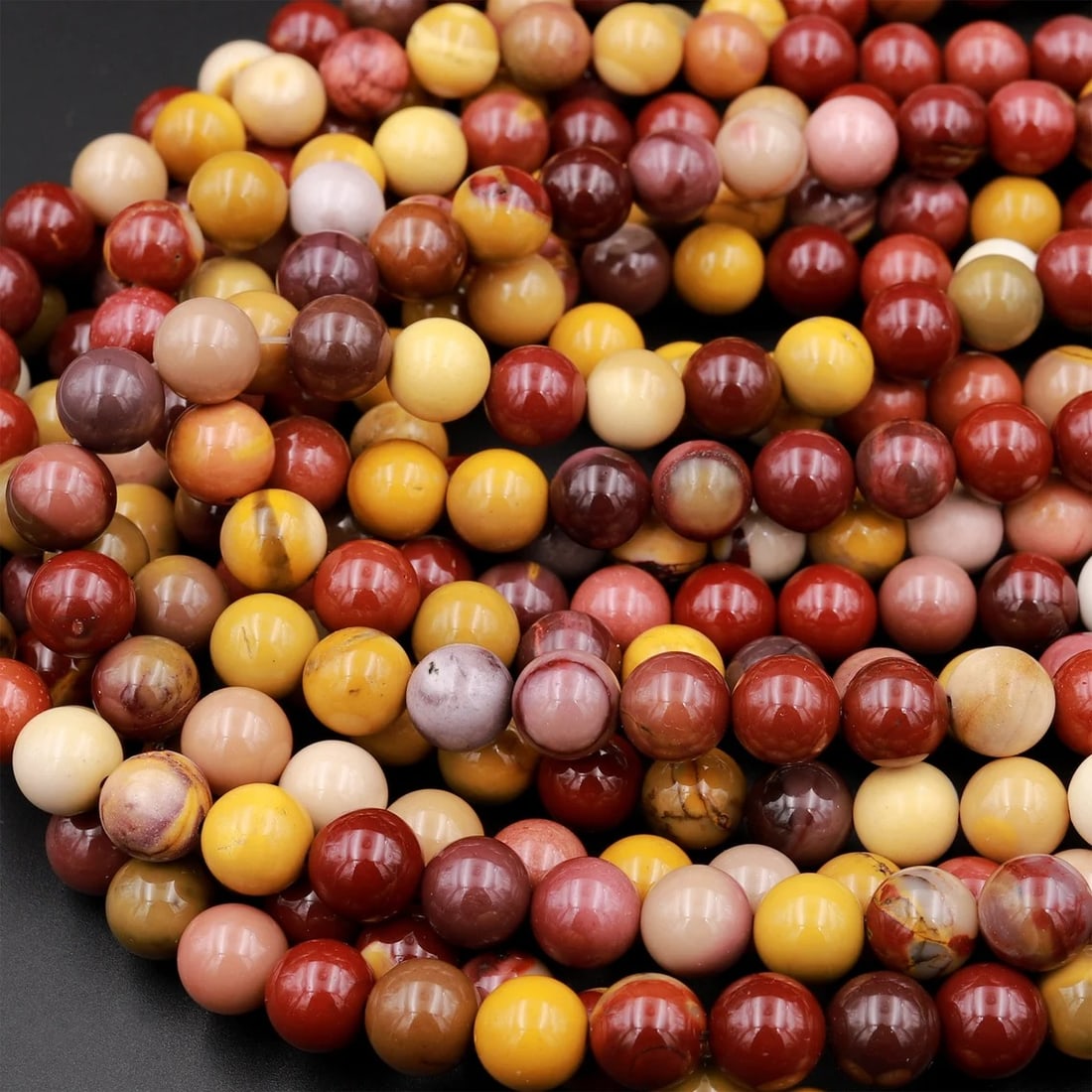 Natural Mookaite Gemstone 8 mm Round Smooth Plain Beads 10 Strand (1 of 6)