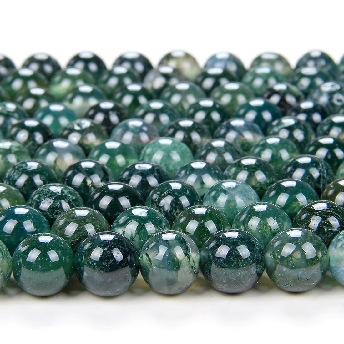Natural Moss Agate Gemstone 10 mm Round Smooth Plain Beads 10 Strand (1 of 4)