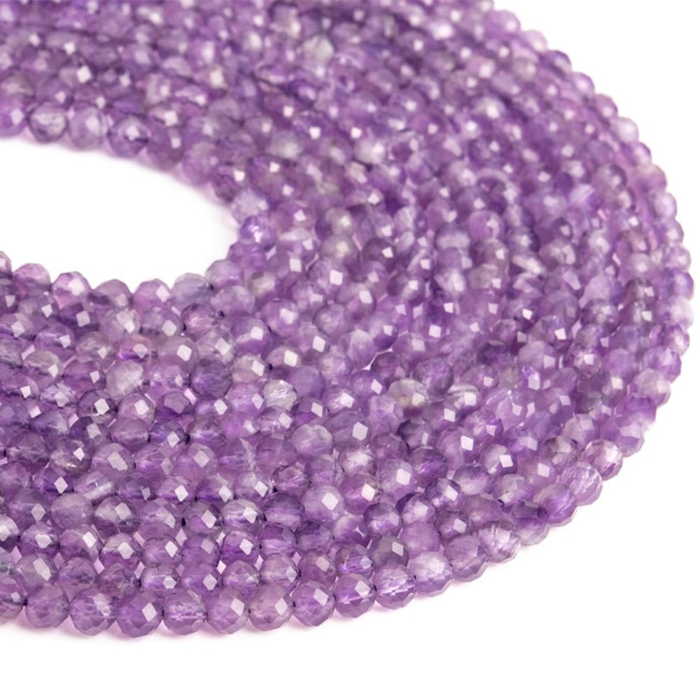 Natural Amethyst Gemstone 2 mm Round Micro Faceted Beads 10 Strand: Natural Amethyst Gemstone 2 mm Round Micro Faceted Beads 10 Strand Product Type : Loose Beads Strand Gemstone : Amethyst Beads Shape : Round Micro Faceted Beads Size : 2 mm Quantity : 10 L