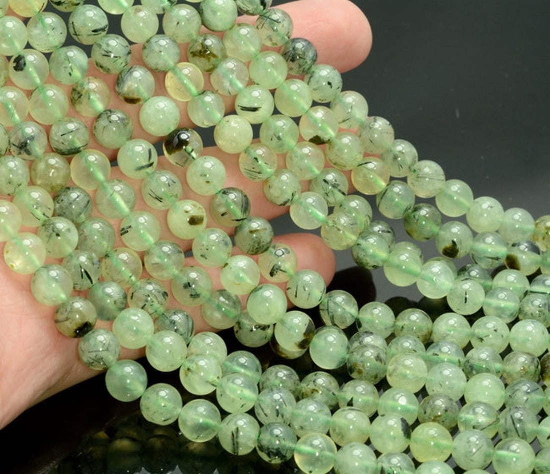 Natural Prehnite Gemstone 8 mm Round Smooth Plain Beads 10 Strand (1 of 4)
