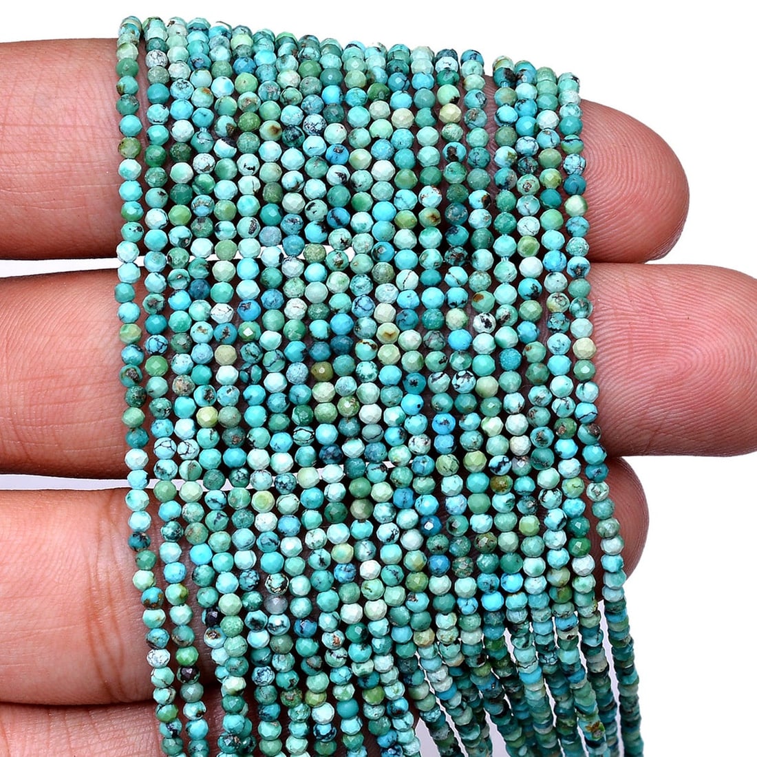 Natural Turquoise Gemstone 2.5 MM Round Faceted Cut Beads 10 Strand: Natural Turquoise Gemstone 2.5 MM Micro Round Faceted Cut Beads Rondelle 10 Strand 15.5 Inches Each Product Type : Loose Beads Strand Gemstone : Turquoise Beads Shape : Round Faceted Cut Beads Size : 