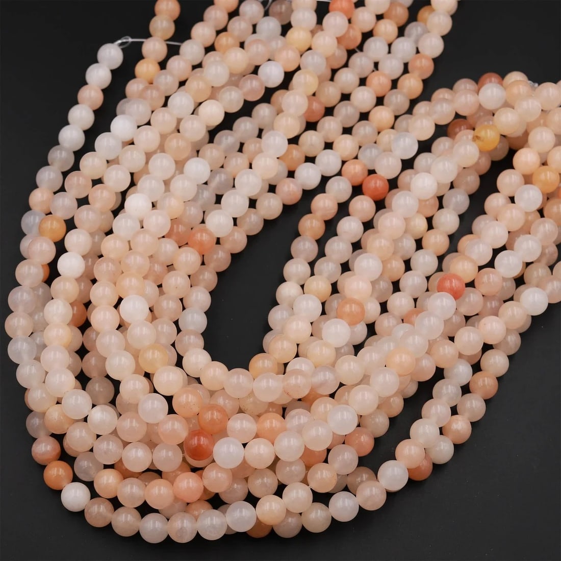 Natural Peach Aventurine Gemstone 6 mm Round Smooth Plain Beads 10 Strand (1 of 4)