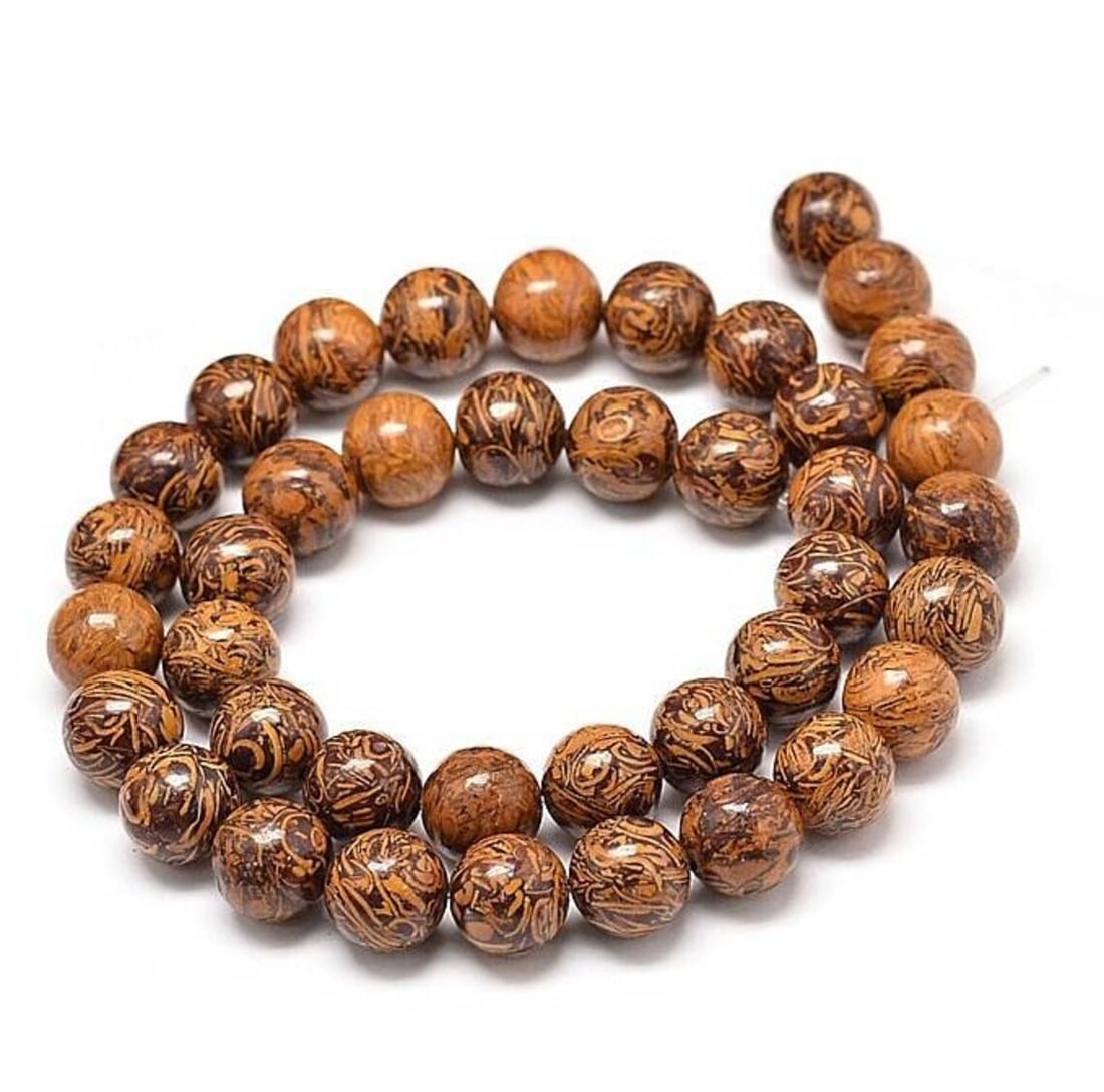 Natural Mariam / Elephant Skin Jasper Gemstone 10 mm Round Smooth Plain Beads 10 Strand (1 of 4)